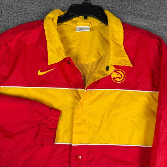 Nike Atlanta Hawks Windbreaker Jacket Mens L Red Team Warm Up Snap NBA - Picture 1 of 13